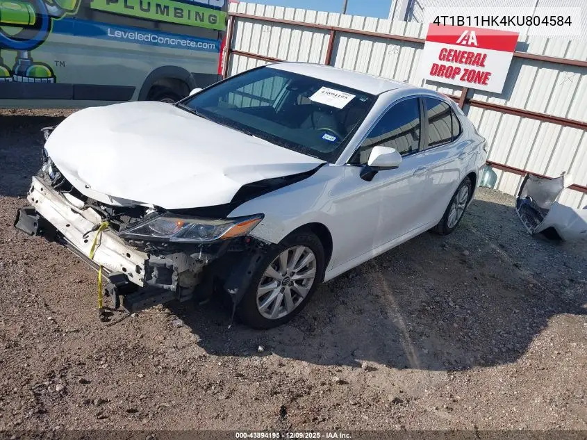 4T1B11HK4KU804584 2019 Toyota Camry Le