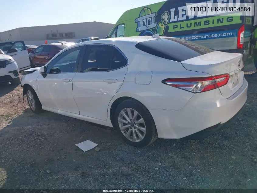 4T1B11HK4KU804584 2019 Toyota Camry Le