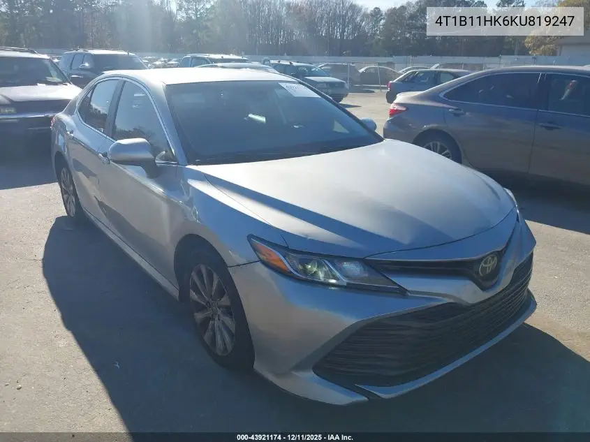 4T1B11HK6KU819247 2019 Toyota Camry Le