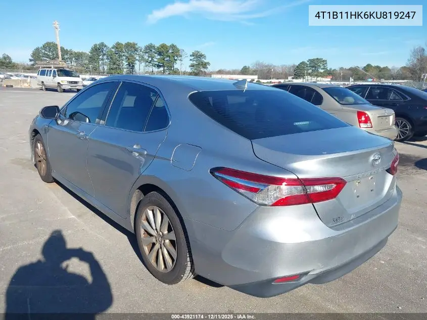 4T1B11HK6KU819247 2019 Toyota Camry Le