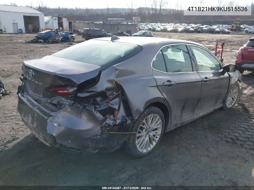 4T1B21HK9KU515536 2019 Toyota Camry Hybrid Xle