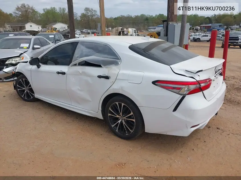 4T1B11HK9KU700236 2019 Toyota Camry Se