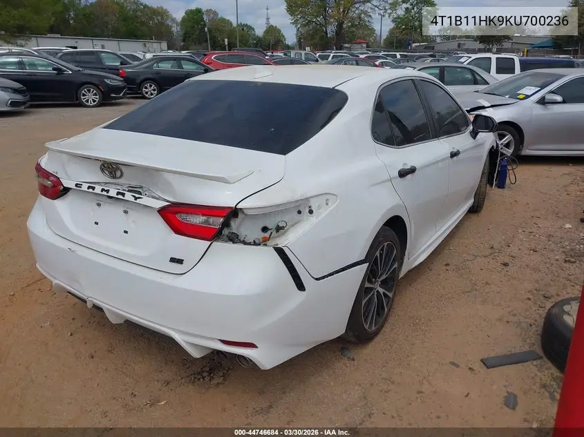 4T1B11HK9KU700236 2019 Toyota Camry Se
