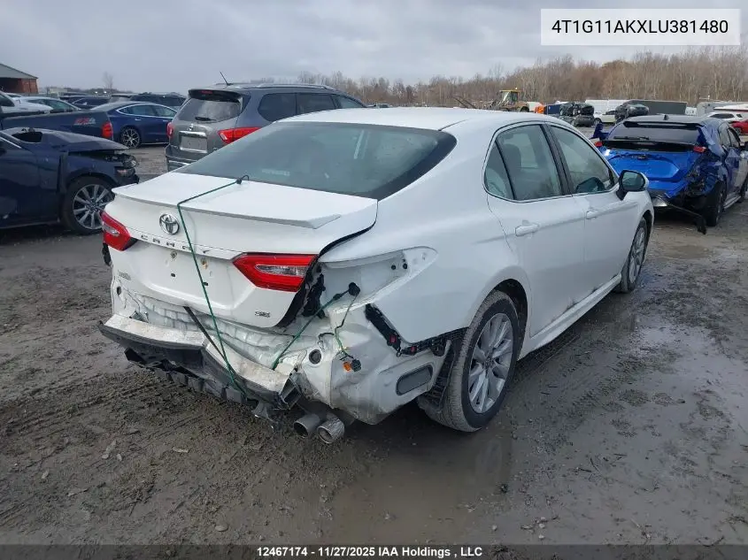 4T1G11AKXLU381480 2020 Toyota Camry Se