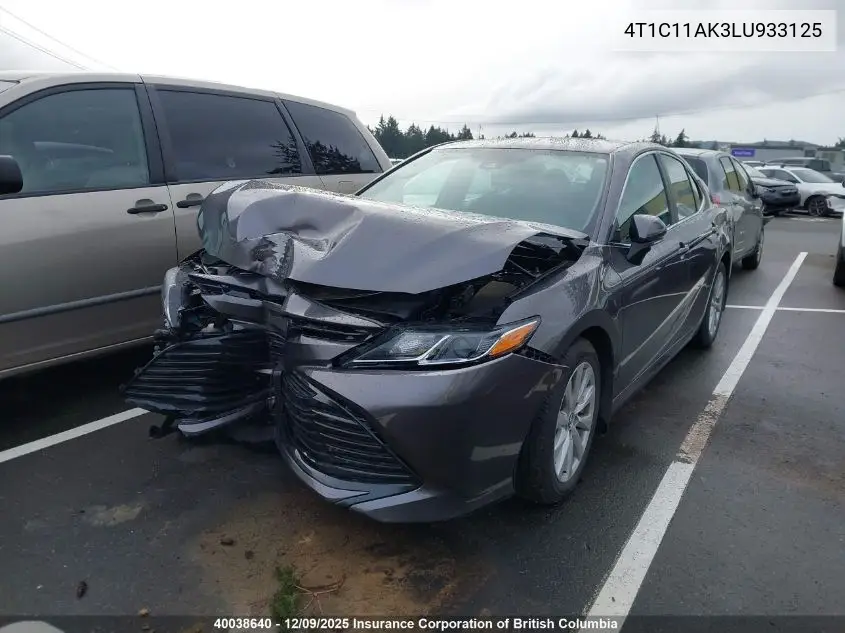 4T1C11AK3LU933125 2020 Toyota Camry Le