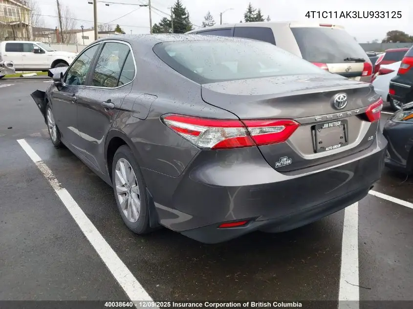 4T1C11AK3LU933125 2020 Toyota Camry Le