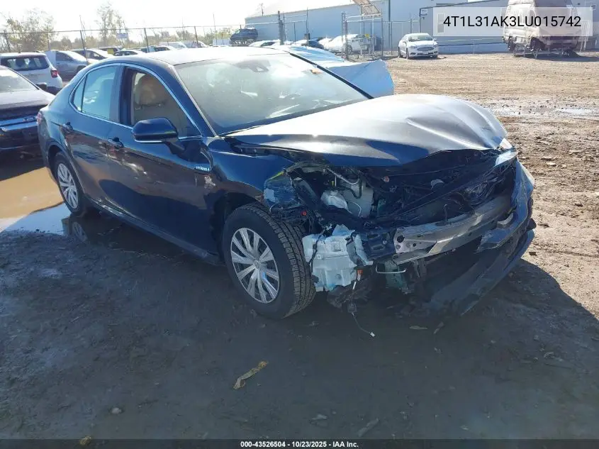 4T1L31AK3LU015742 2020 Toyota Camry Le Hybrid