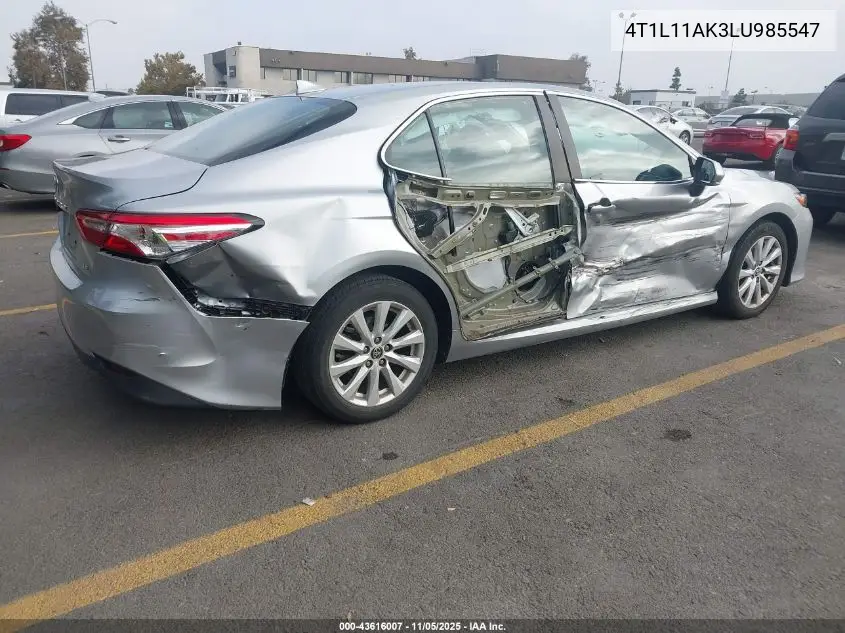 4T1L11AK3LU985547 2020 Toyota Camry Le