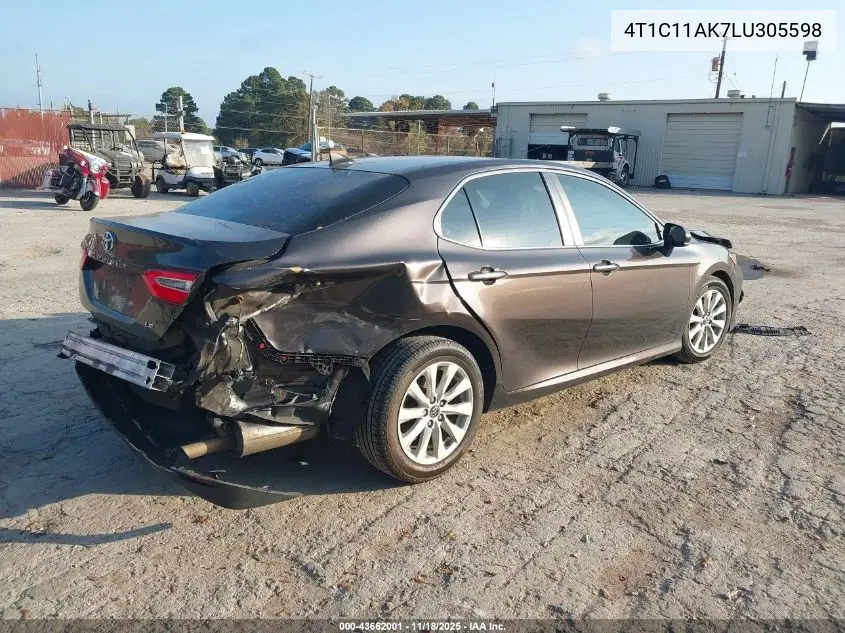 4T1C11AK7LU305598 2020 Toyota Camry Le