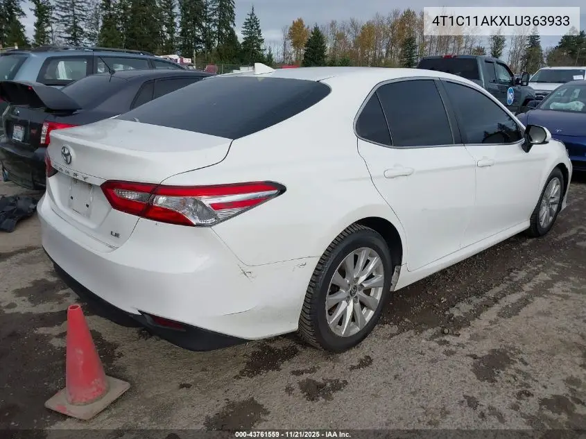 4T1C11AKXLU363933 2020 Toyota Camry Le