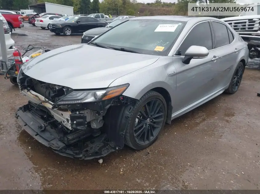4T1K31AK2MU569674 2021 Toyota Camry Xse Hybrid