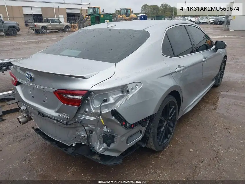 4T1K31AK2MU569674 2021 Toyota Camry Xse Hybrid