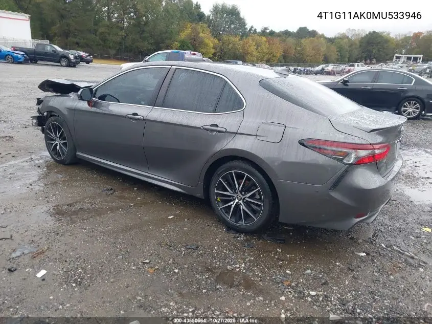 4T1G11AK0MU533946 2021 Toyota Camry Se