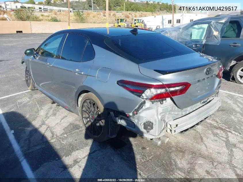 4T1K61AK0MU429517 2021 Toyota Camry Xse