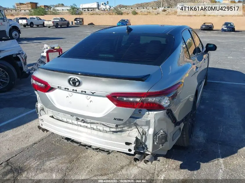 4T1K61AK0MU429517 2021 Toyota Camry Xse