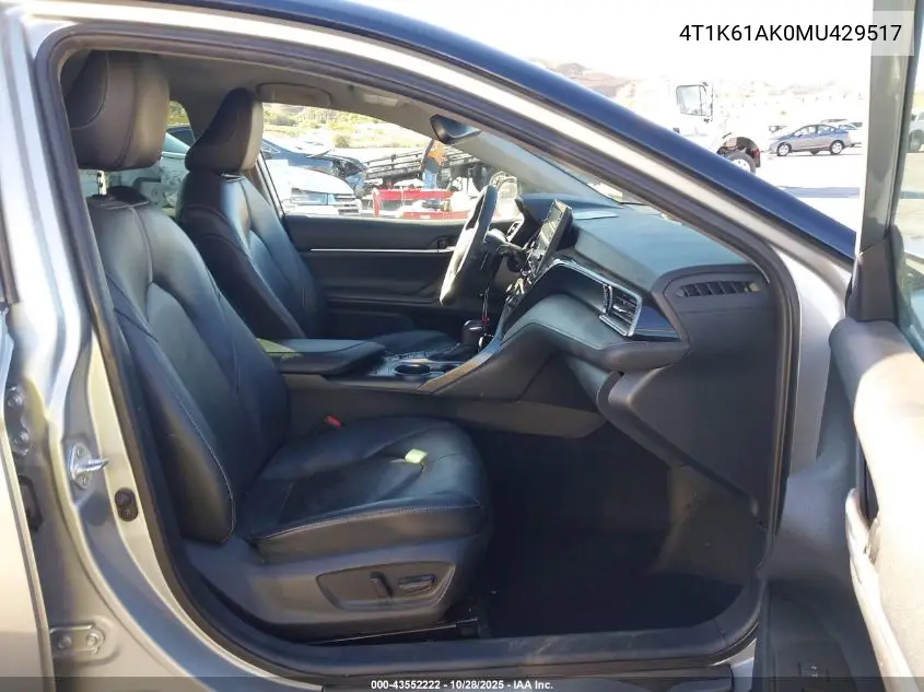 4T1K61AK0MU429517 2021 Toyota Camry Xse