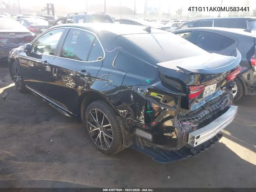 4T1G11AK0MU583441 2021 Toyota Camry Se