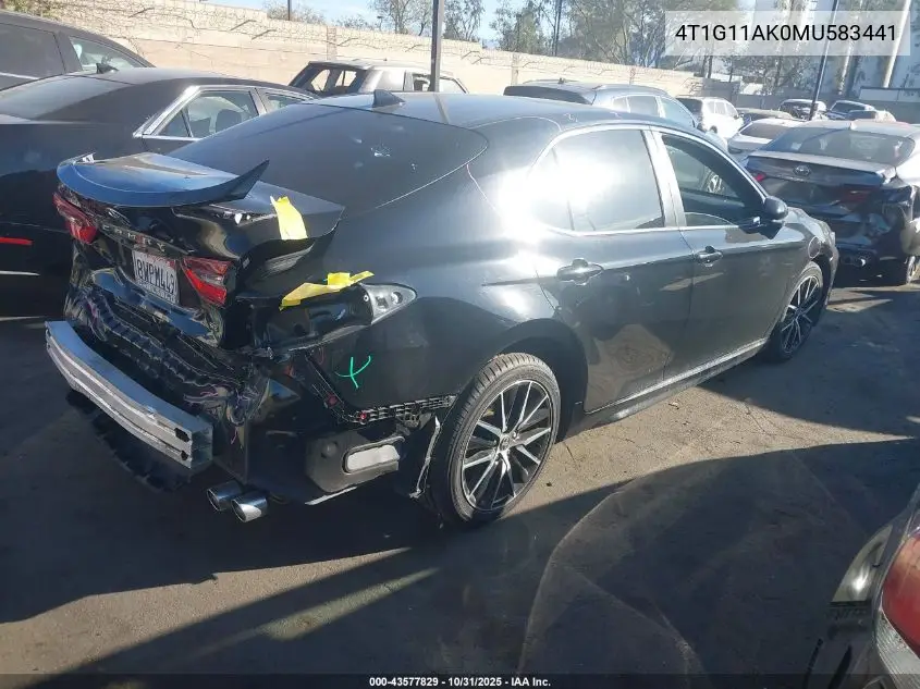 4T1G11AK0MU583441 2021 Toyota Camry Se