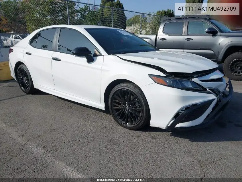 4T1T11AK1MU492709 2021 Toyota Camry Se Nightshade Edition