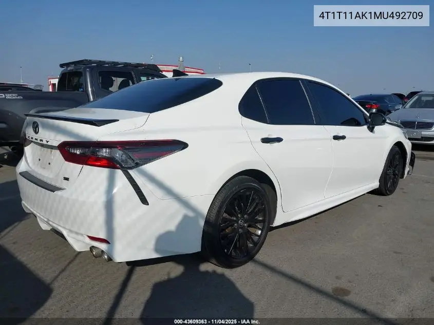 4T1T11AK1MU492709 2021 Toyota Camry Se Nightshade Edition