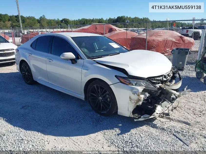 4T1K31AK5MU559138 2021 Toyota Camry Xse Hybrid