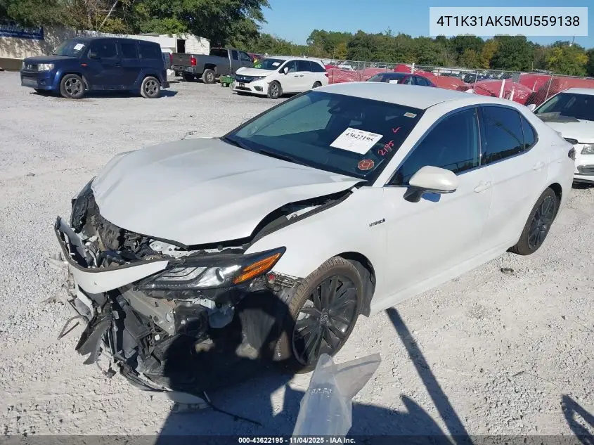 4T1K31AK5MU559138 2021 Toyota Camry Xse Hybrid