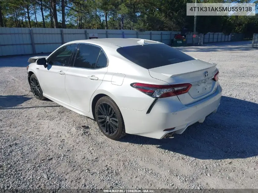 4T1K31AK5MU559138 2021 Toyota Camry Xse Hybrid