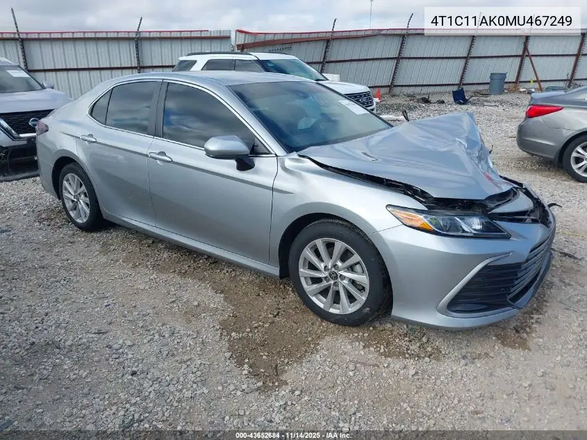 4T1C11AK0MU467249 2021 Toyota Camry Le