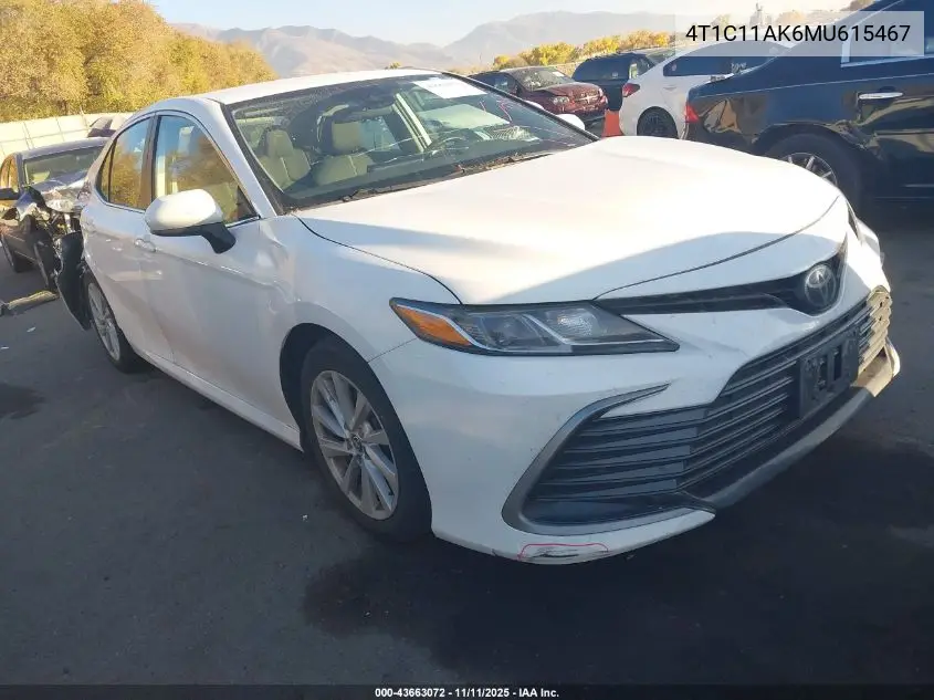 4T1C11AK6MU615467 2021 Toyota Camry Le