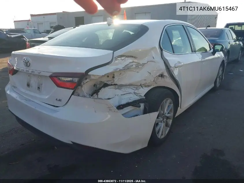 4T1C11AK6MU615467 2021 Toyota Camry Le