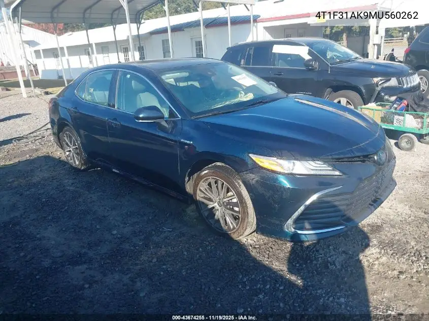 4T1F31AK9MU560262 2021 Toyota Camry Xle Hybrid