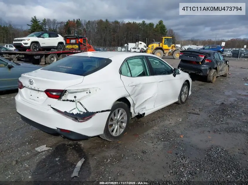 4T1C11AK0MU473794 2021 Toyota Camry Le