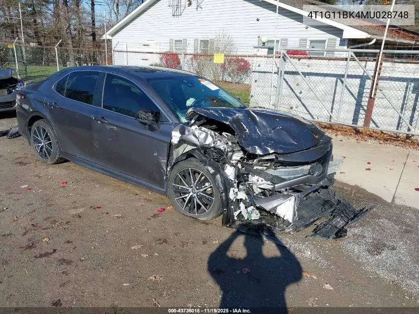 4T1G11BK4MU028748 2021 Toyota Camry Se Awd