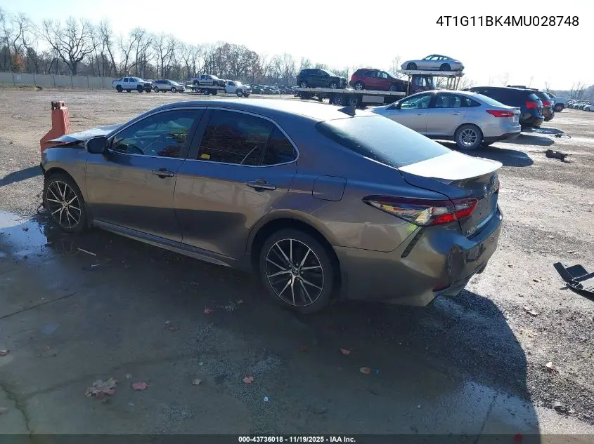 4T1G11BK4MU028748 2021 Toyota Camry Se Awd
