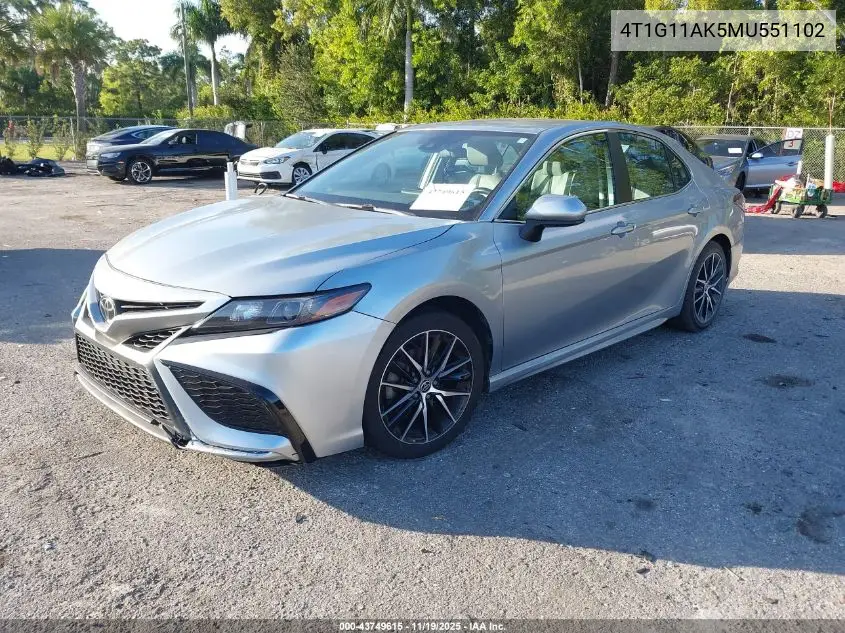 4T1G11AK5MU551102 2021 Toyota Camry Se