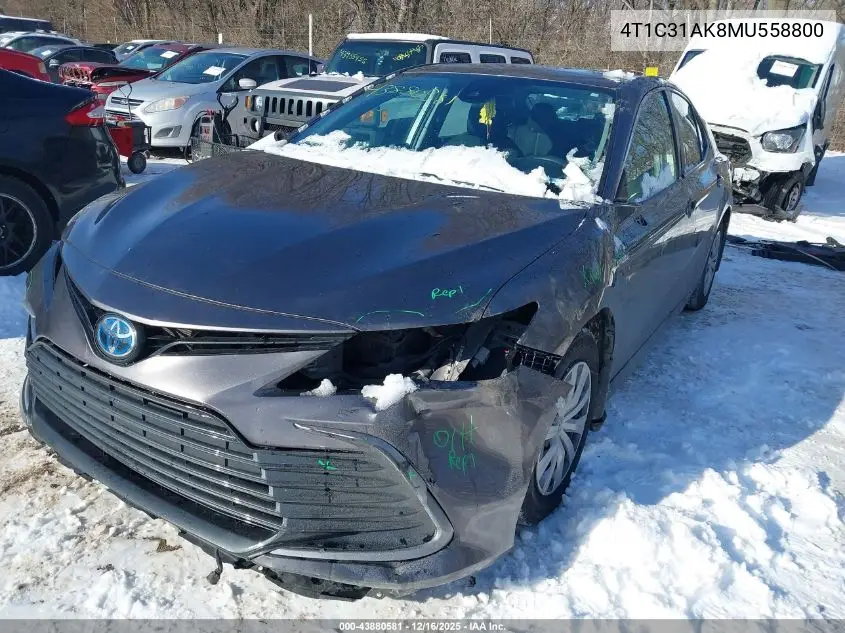 4T1C31AK8MU558800 2021 Toyota Camry Le Hybrid