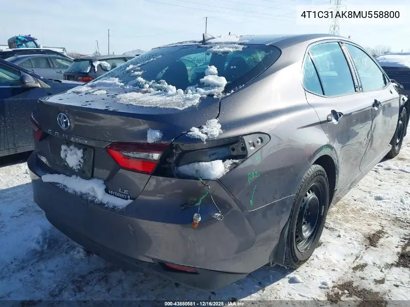 4T1C31AK8MU558800 2021 Toyota Camry Le Hybrid