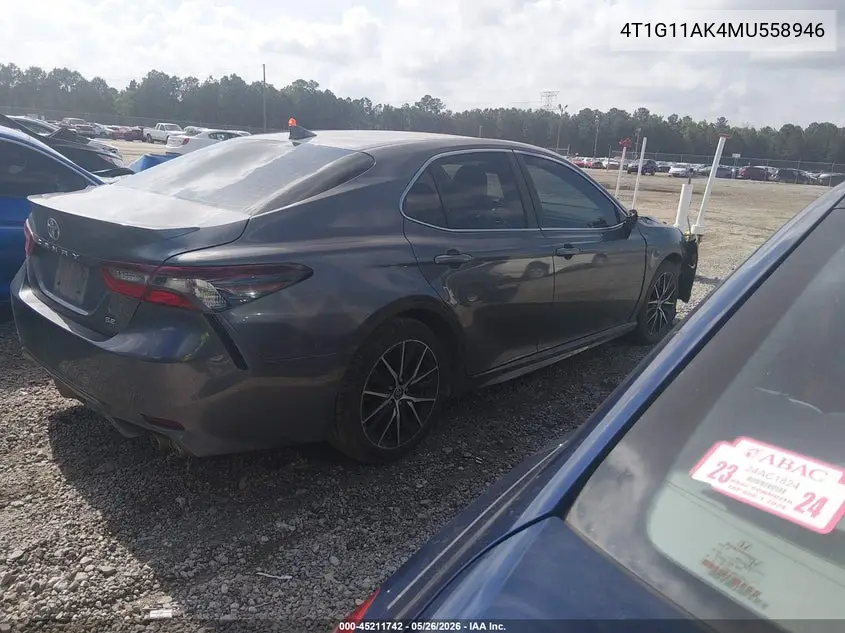 4T1G11AK4MU558946 2021 Toyota Camry Se