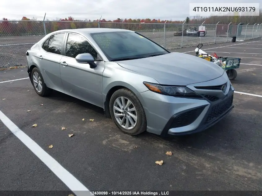 4T1G11AK2NU693179 2022 Toyota Camry Se