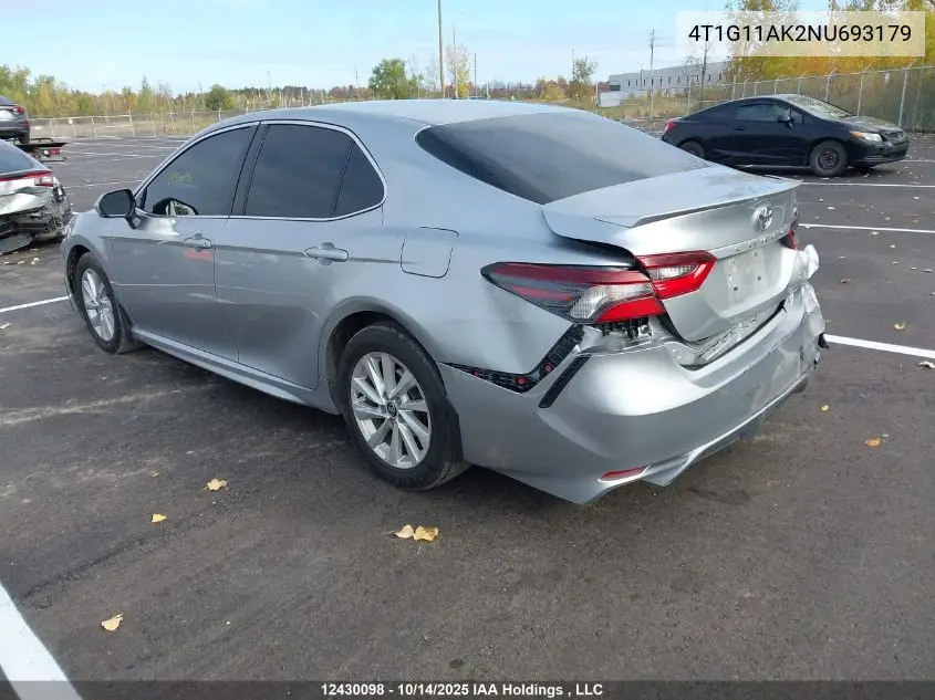 4T1G11AK2NU693179 2022 Toyota Camry Se