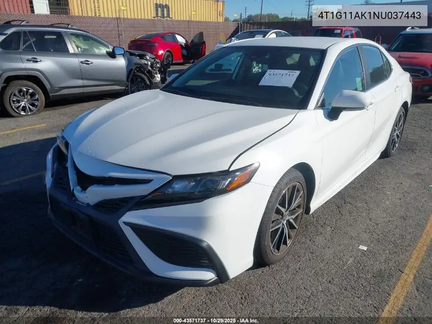 4T1G11AK1NU037443 2022 Toyota Camry Se
