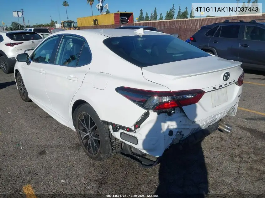 4T1G11AK1NU037443 2022 Toyota Camry Se
