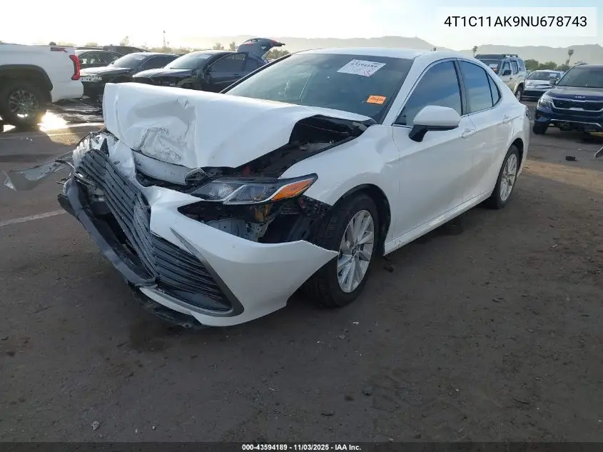 4T1C11AK9NU678743 2022 Toyota Camry Le