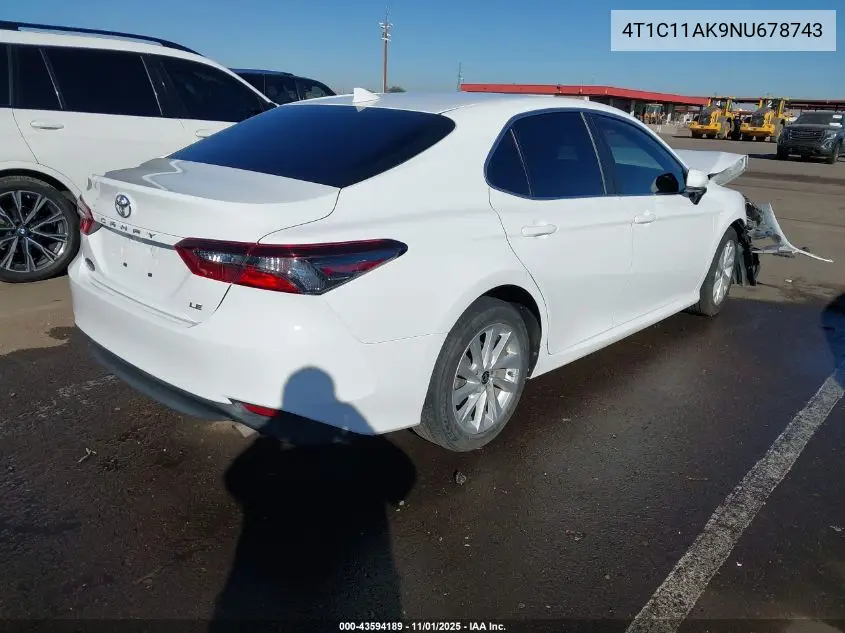4T1C11AK9NU678743 2022 Toyota Camry Le
