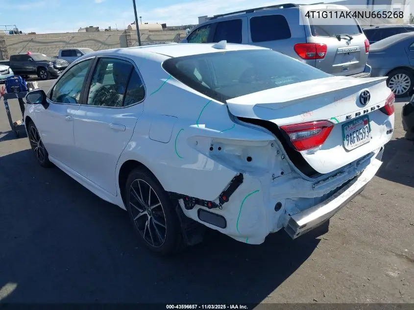 4T1G11AK4NU665268 2022 Toyota Camry Se
