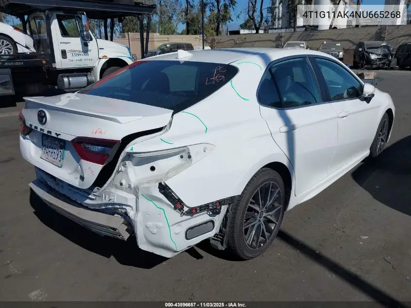 4T1G11AK4NU665268 2022 Toyota Camry Se