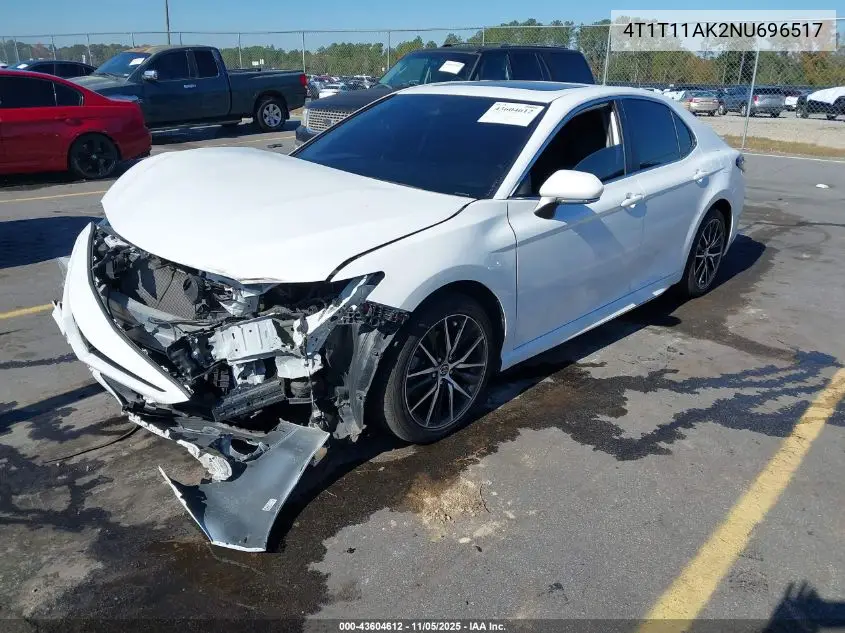 4T1T11AK2NU696517 2022 Toyota Camry Se