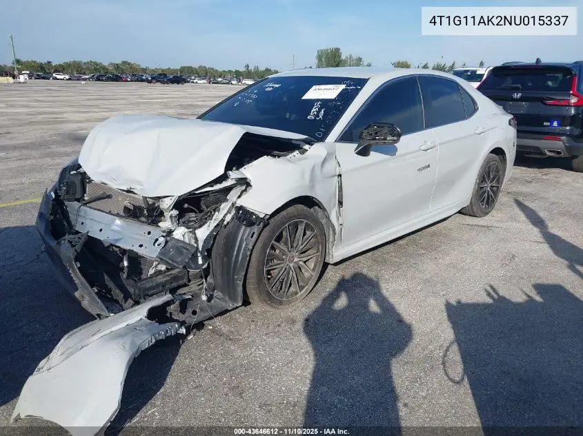 4T1G11AK2NU015337 2022 Toyota Camry Se