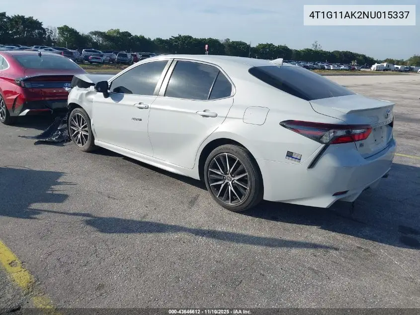 4T1G11AK2NU015337 2022 Toyota Camry Se