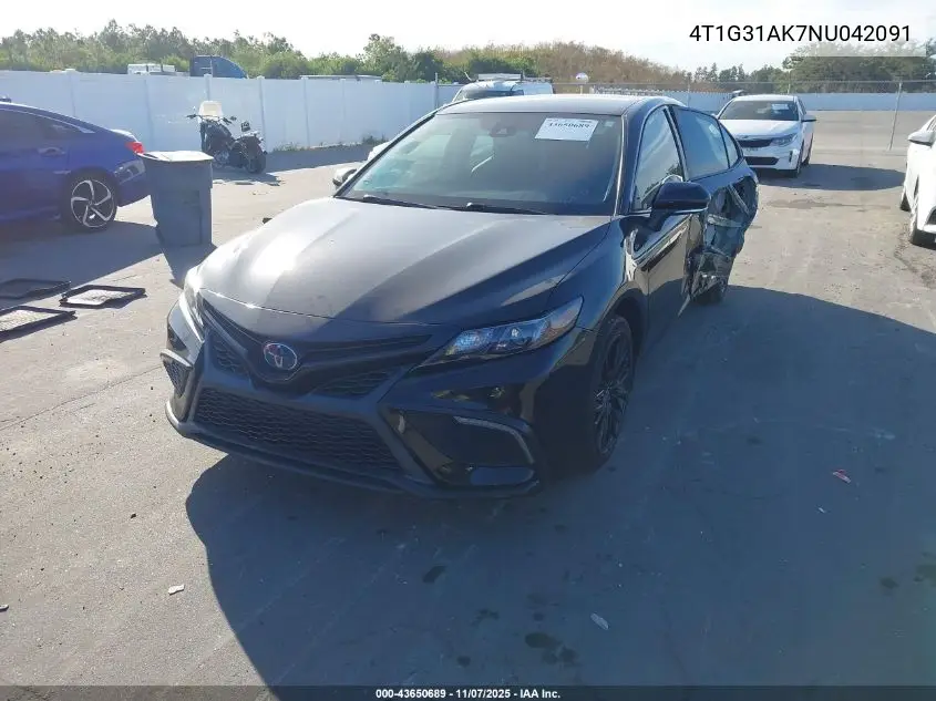 4T1G31AK7NU042091 2022 Toyota Camry Nightshade Edition Hybrid